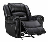 Lexington2023 Black Faux Leather Reclining Sofa detail view