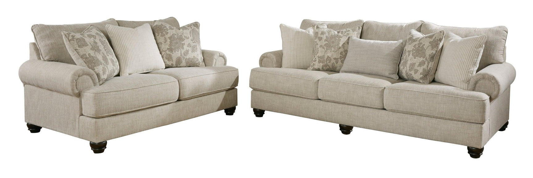 Ashley Fog Fabric Upholstered Loveseat side view