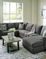 Side view of Ashley 290-03 charcoal sectional with chaise
