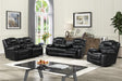 Galveston Black 3-piece oversized reclining sofa set, angled front view