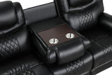 Galveston Black oversized reclining loveseat with console, side view