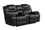 Galveston Black reclining chair with swivel and rocker, angled side view