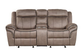 Andres recliner chair with brown faux leather upholstery side view