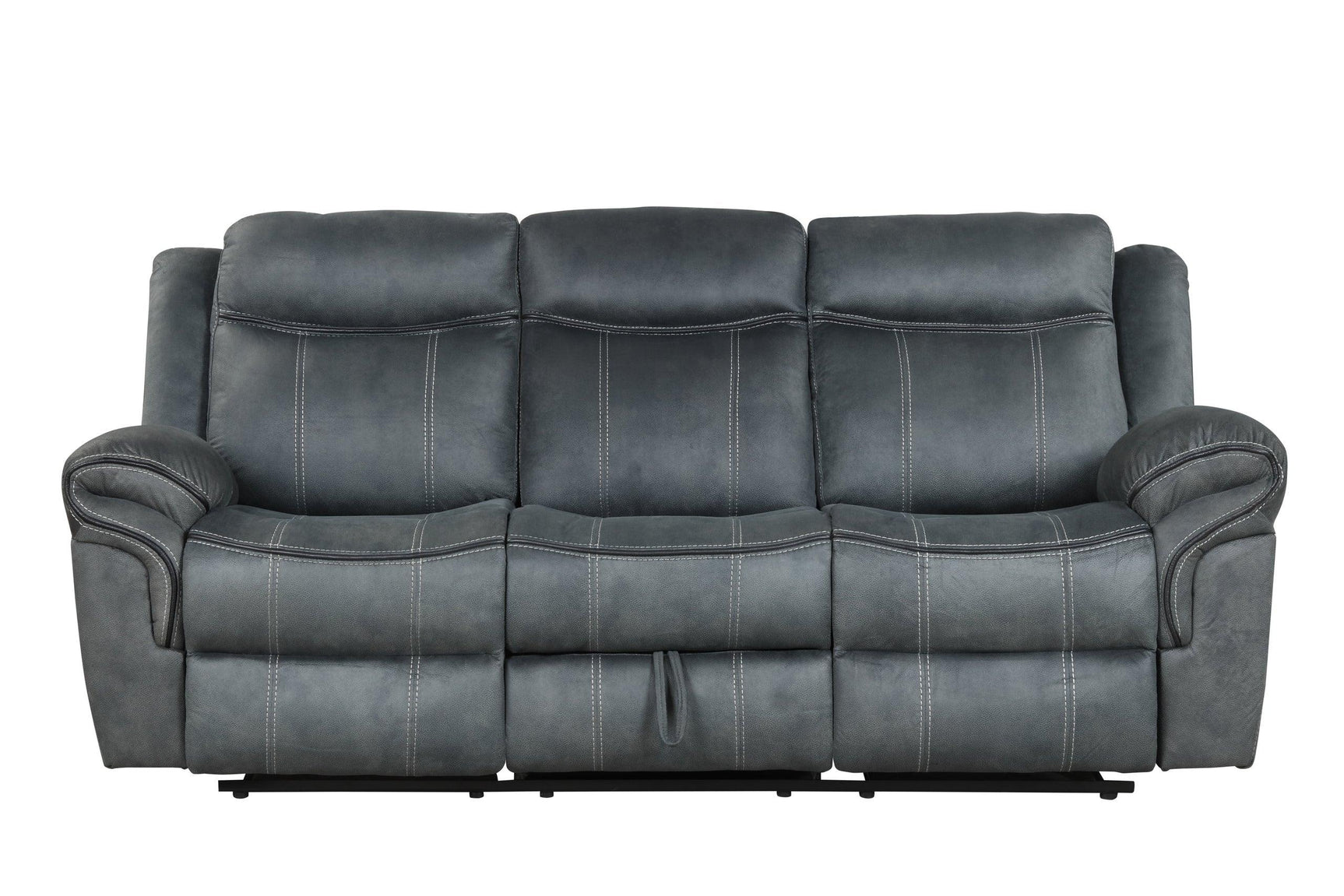 Andres Grey reclining loveseat in grey faux leather upholstery - side angle
