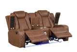Sofa drop-down console with charging pads and reading light