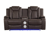 Loveseat with Bluetooth speaker and LED footrest lighting