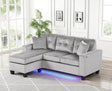 main view of Messi Grey Velvet Upholstered Tufted Reversible Sectional sectional sofa