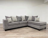 Hollywood Smoke Modern Contemporary Solid Wood Thick Fabric Chenille Upholstered Sectional - Ella Furniture