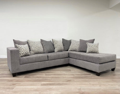 Front view of Hollywood Smoke Chenille Upholstered Sectional Sofa
