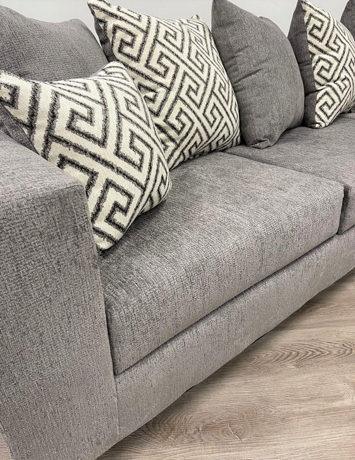 Side view of Hollywood Smoke Chenille Upholstered Sectional Sofa
