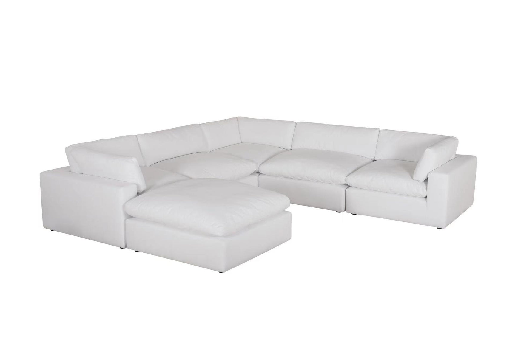 Close-up detail of fabric texture on XL Cloud White sectional sofa