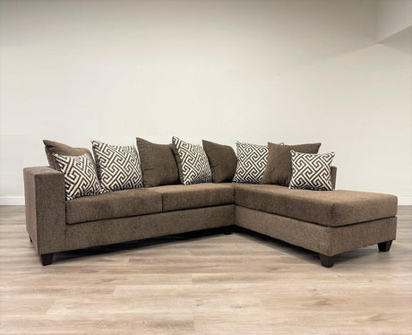 Hollywood Mocha chenille upholstered sectional sofa main view