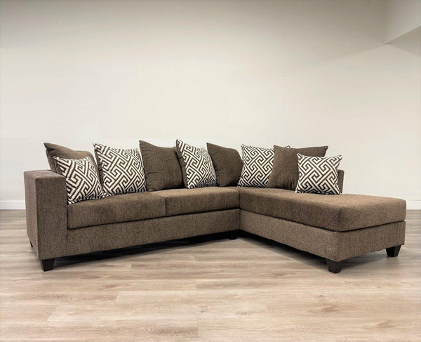Hollywood Mocha chenille upholstered sectional sofa main view