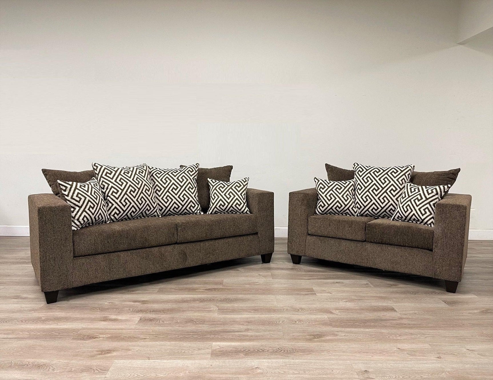 main view of Mocha Thick Fabric Upholstered Sofa Loveseat furniture
