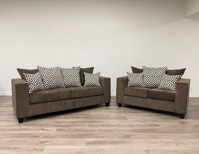 main view of Mocha Thick Fabric Upholstered Sofa Loveseat furniture