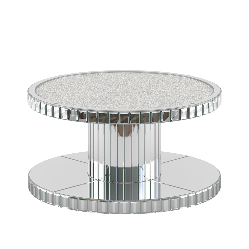 Zom Mirror Coffee Table side view showing mirrored finish