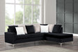 Cindy black velvet upholstered sectional sofa with reversible chaise, main view