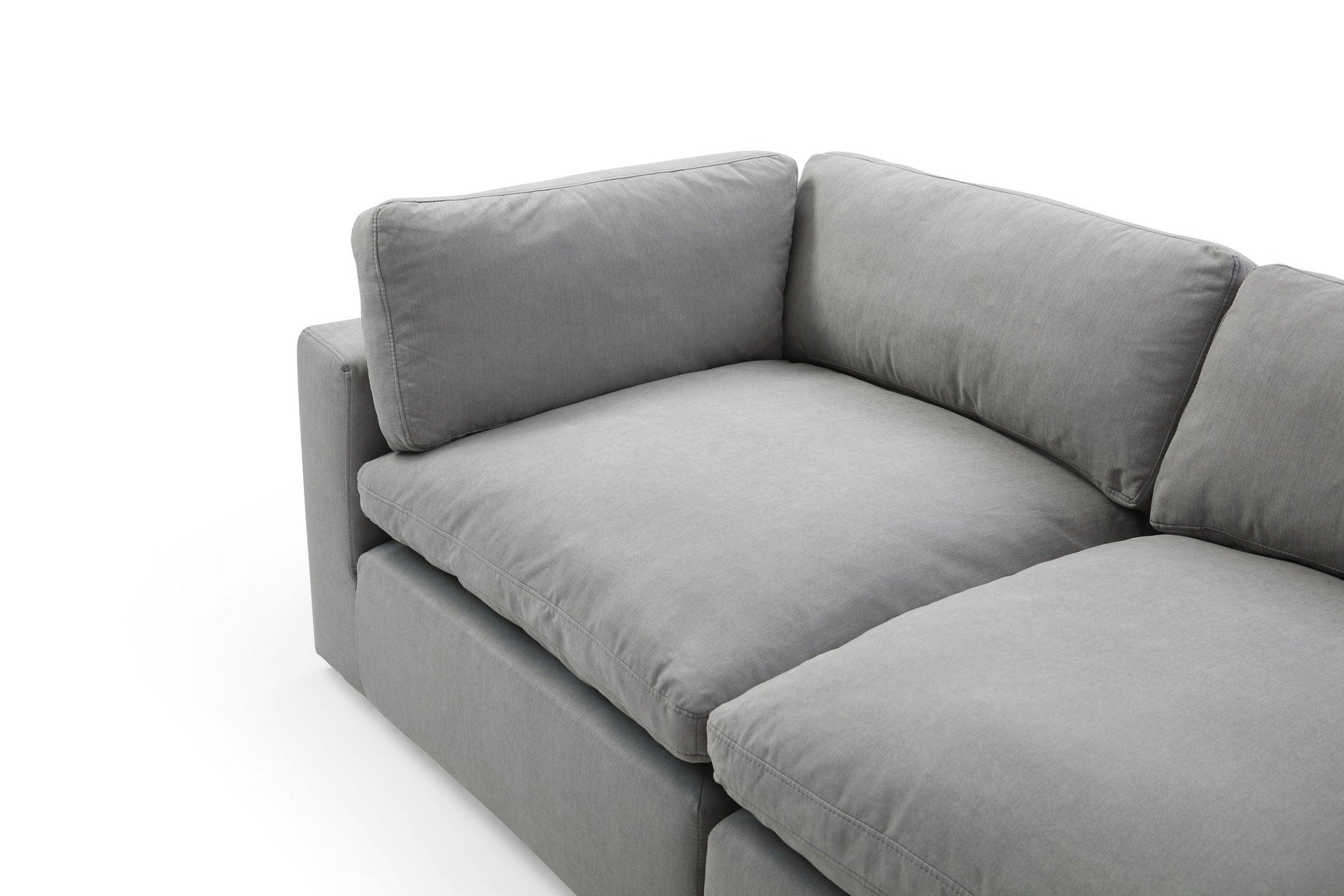 XL Cloud Gray Sectional Sofa wide front view
