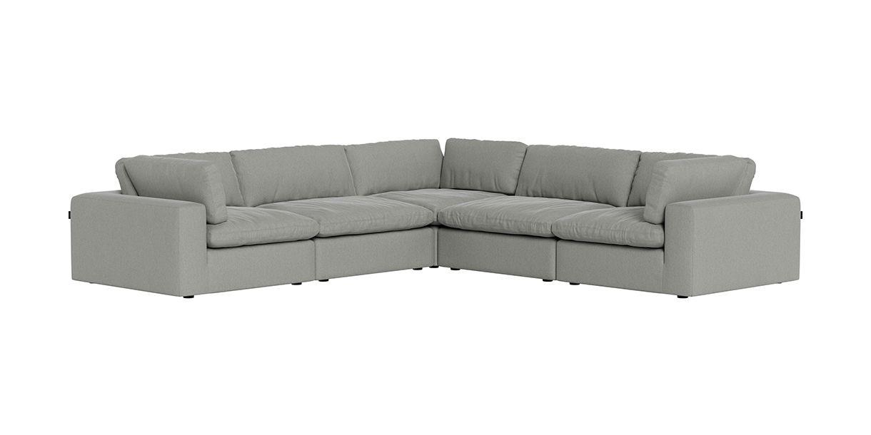 Living room view with XL Cloud Gray Sectional Sofa