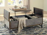 Jim Brown brown lift top rectangular storage cocktail table - side angle