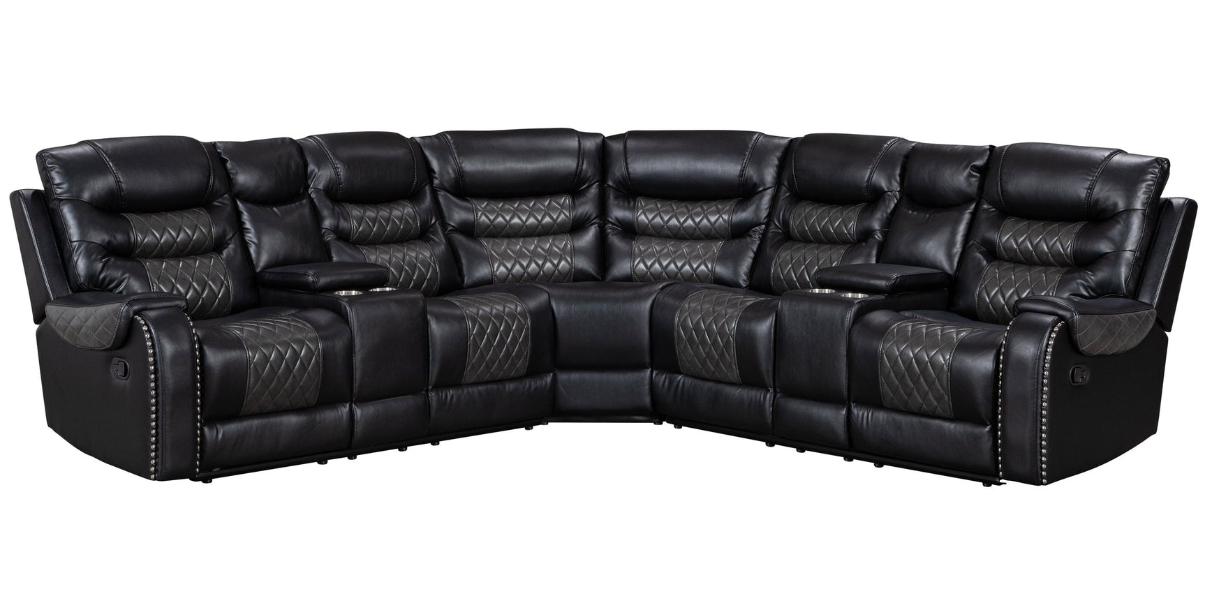 Martin81 Reclining Sectional Sofa side view with console