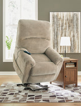 Side view of Saffe Toast Power Lift Recliner with extended footrest