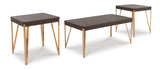 Brown and champagne square end tables set side view