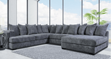 Gray Modern Contemporary Solid Wood Thick Chenille Fabric Upholstered Oversized Sectional - Ella Furniture