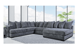 Gray Modern Contemporary Solid Wood Thick Chenille Fabric Upholstered Oversized Sectional - Ella Furniture