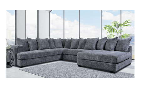 Gray oversized sectional sofa in thick chenille fabric main view