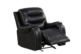 Ashley2001 black leather gel reclining set angled view