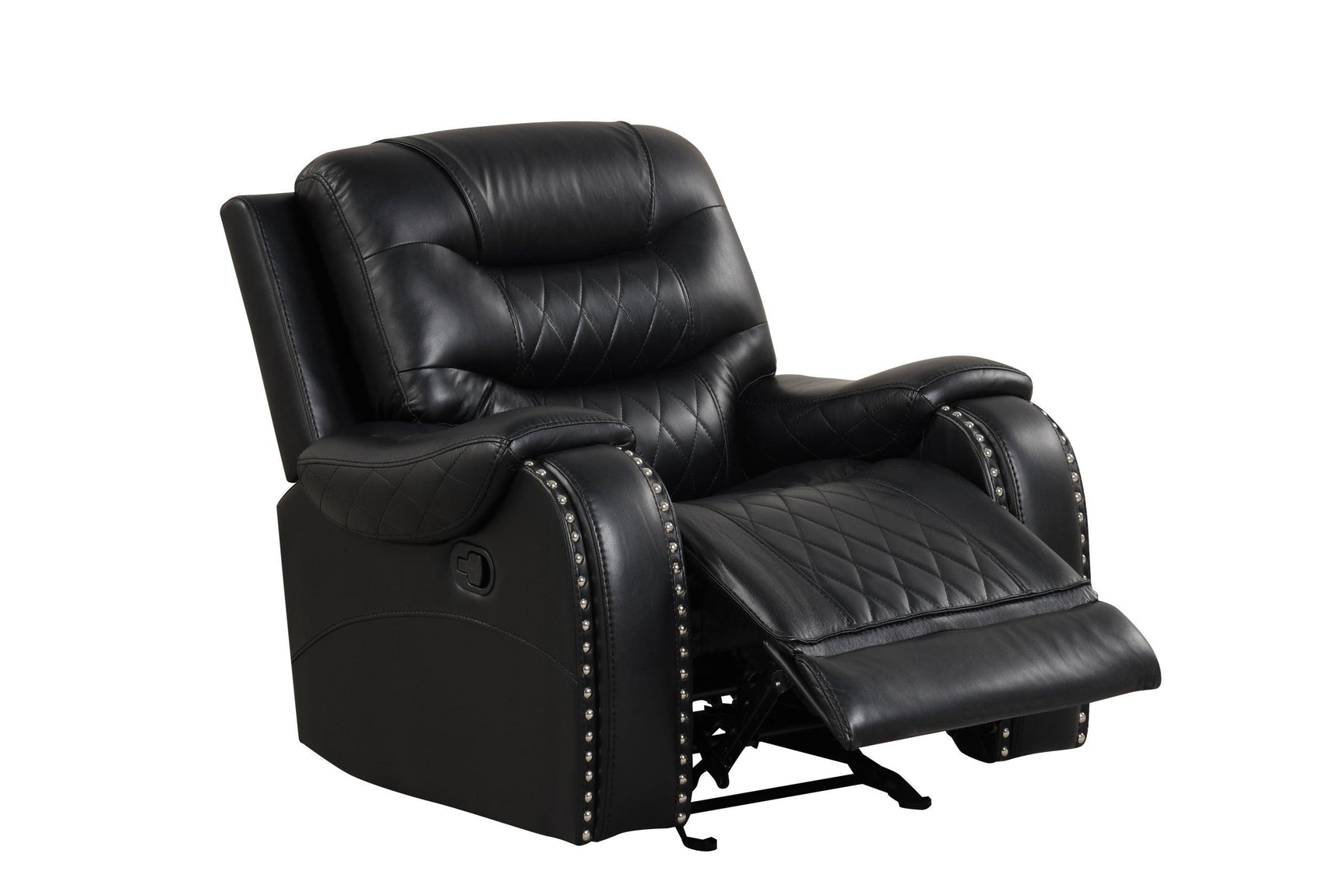Ashley2001 black leather gel reclining set angled view