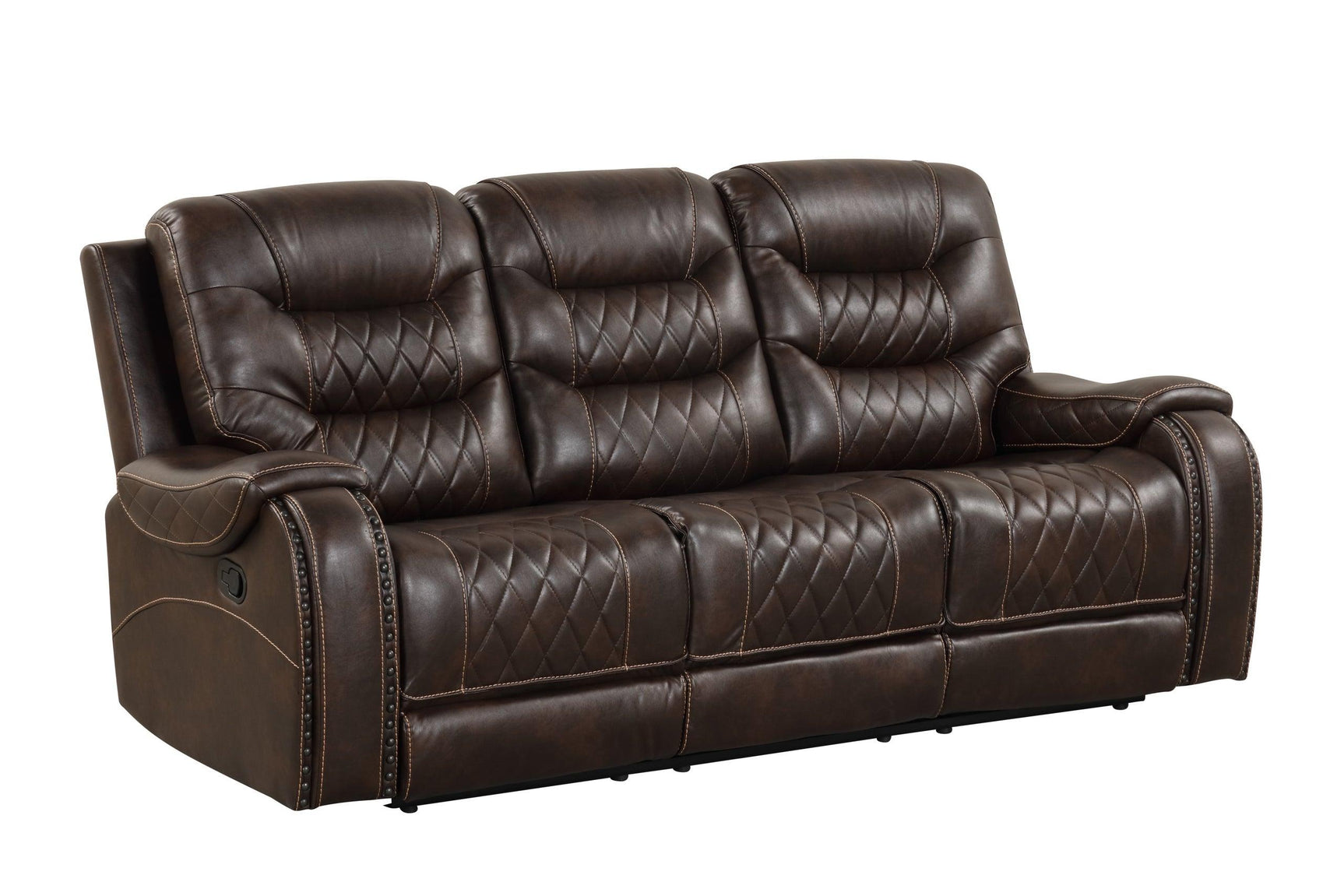 Ashley2002 oversized 3-piece reclining set brown leather gel angled view
