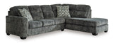 Ashley 505-04 sectional sofa in gunmetal side view
