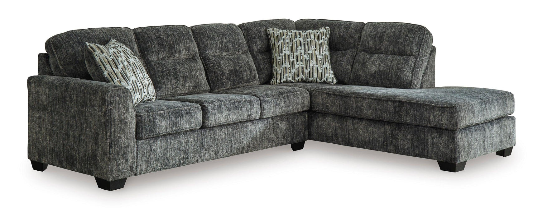 Ashley 505-04 sectional sofa in gunmetal side view