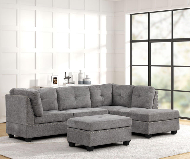 main view of Sienna Gray Sectional Ottoman Set sectional sofa