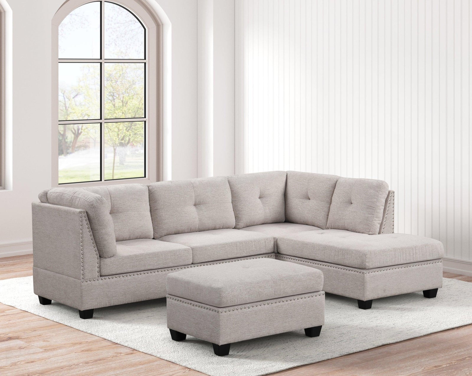 main view of Sienna Stone Sectional Ottoman Set sectional sofa
