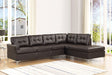 Vintage Espresso sectional sofa main view with right chaise lounge