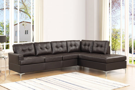 Vintage Espresso sectional sofa main view with right chaise lounge