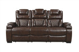 Woodland Brown 3-Piece power reclining loveseat angled view