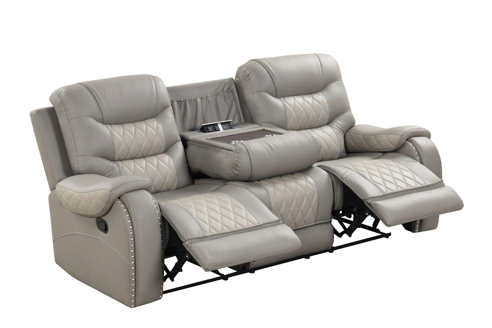 Ashley1004 leather gel reclining loveseat with storage console and power box