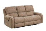 Loveseat with storage console and USB ports in stone upholstery