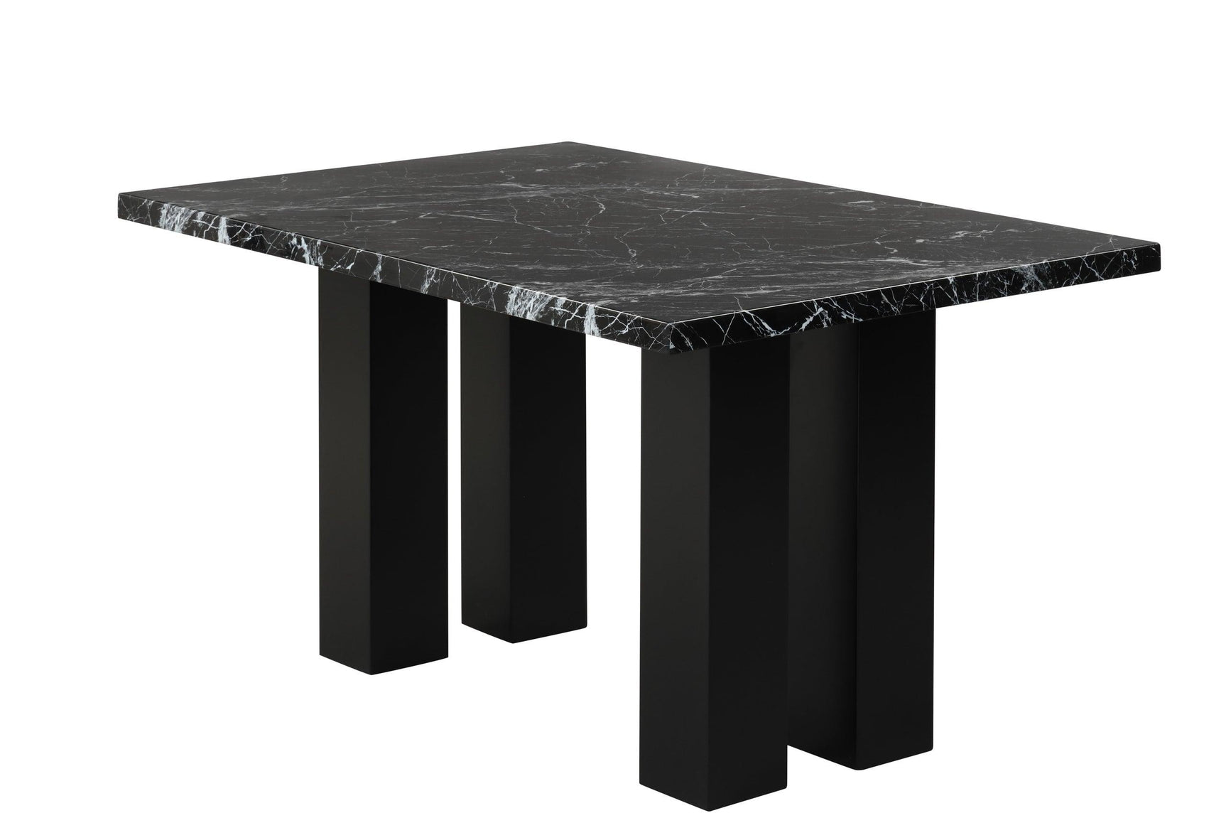 Front view of Onyx Counter Height Dining Table and Velvet Chairs