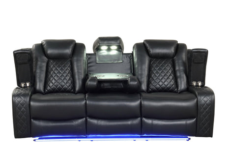 Luz Black Reclining Loveseat side angle