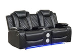 Luz Black Reclining Sofa top angle