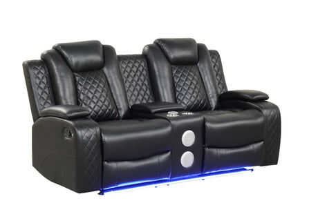 Luz Black Reclining Sofa top angle