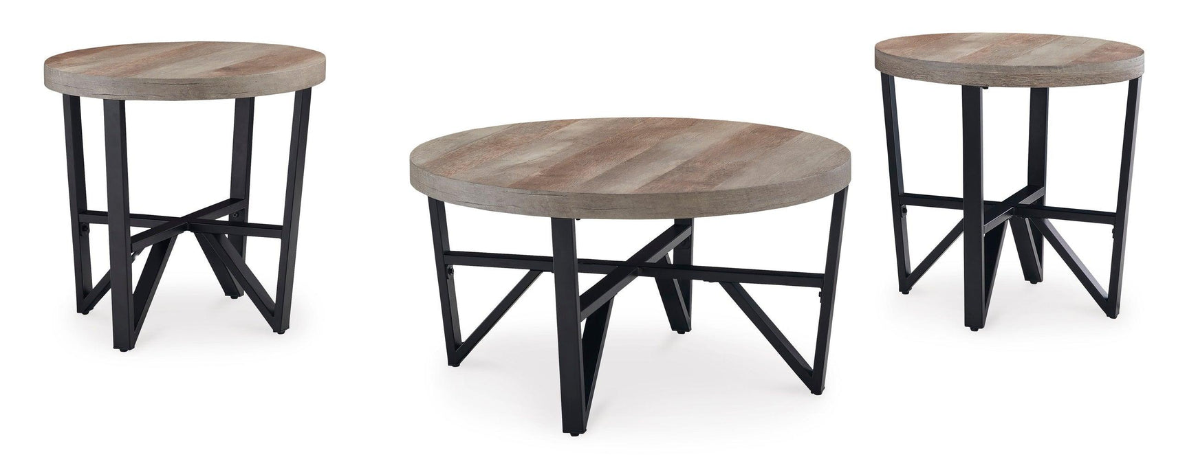 Deanlee Occasional Table Set side view of cocktail and end tables