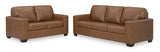 Ashley 556-03 caramel leather loveseat side view