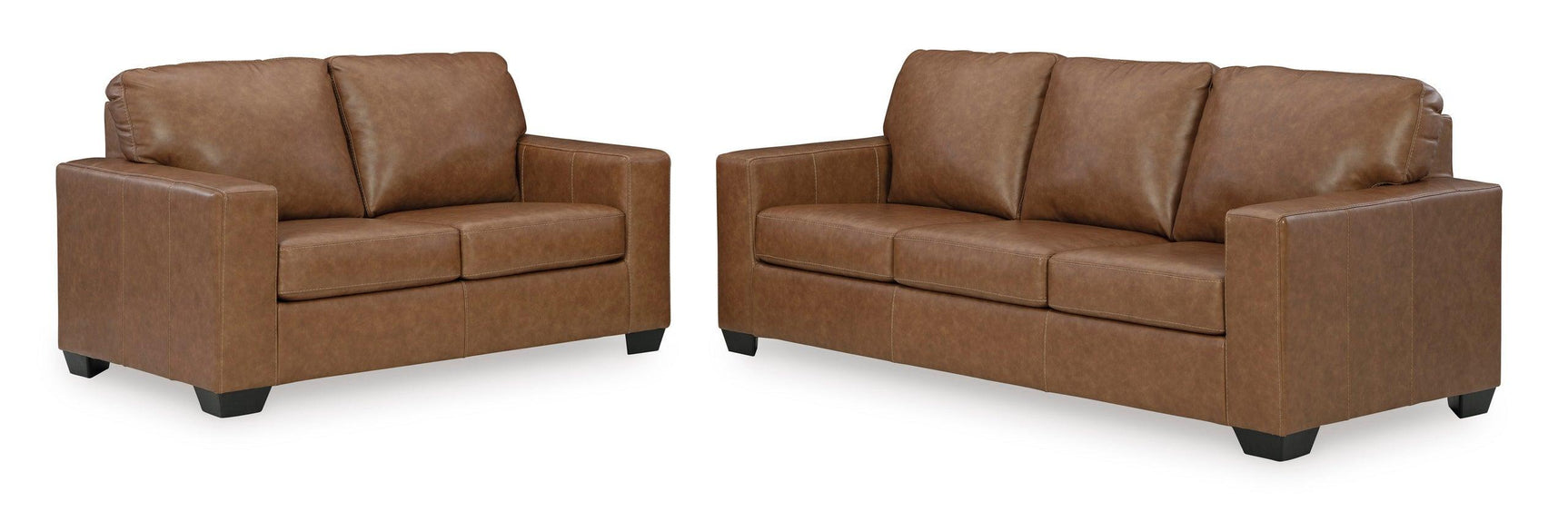 Ashley 556-03 caramel leather loveseat side view