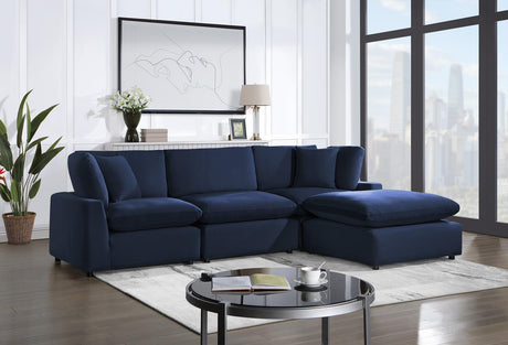 Sky Navy Velvet Modular Sectional sofa front view